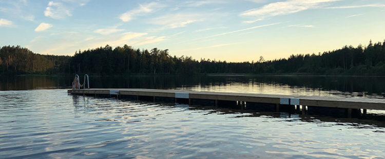 The swimming area at a nearby lake